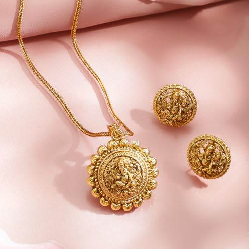 Image of Rubans Temple Necklace Set Traditional Stylish Jewellery Gift for Women & Girls