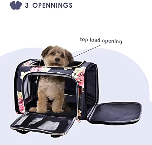 Image of KIKA Pets AeroNest Cat Bag Carrier | Small Dog Puppy Bag Carrier | Airline Dimension Approved Akasa - Medium Size (18 x 9.8 x 9.9 inches), French Peony Print