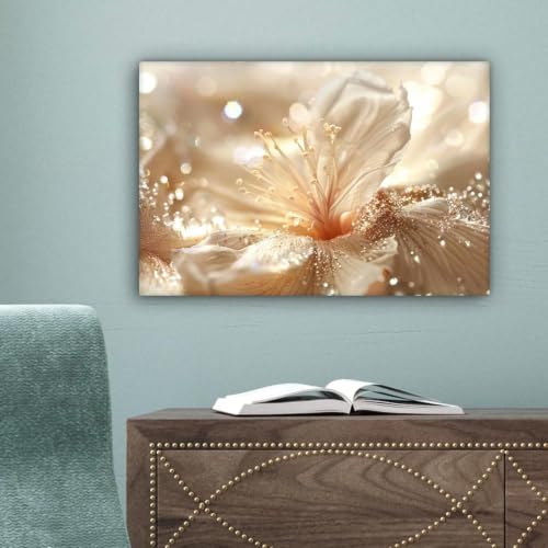 Tableau sur toile fleurs dorées pour transformer un mur vide de chambre
