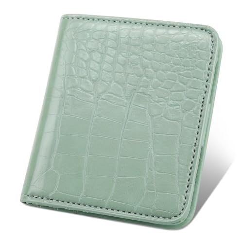 Image of Crocodile Wallets Women Small RFID Blocking Credit Card Holder | Luxury Alligator Faux Leather Thin Bifold Croc Womens Wallet Ladies Mini Purse with Coin Pocket, Green