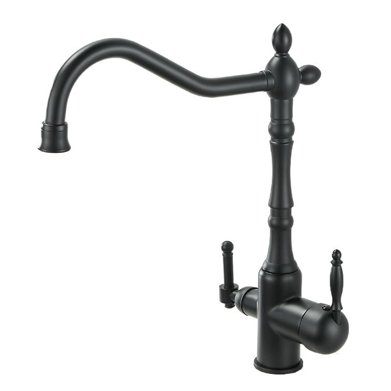 Robinet de cuisine antique double fonction au fini noir mat et au design monotrou épuré