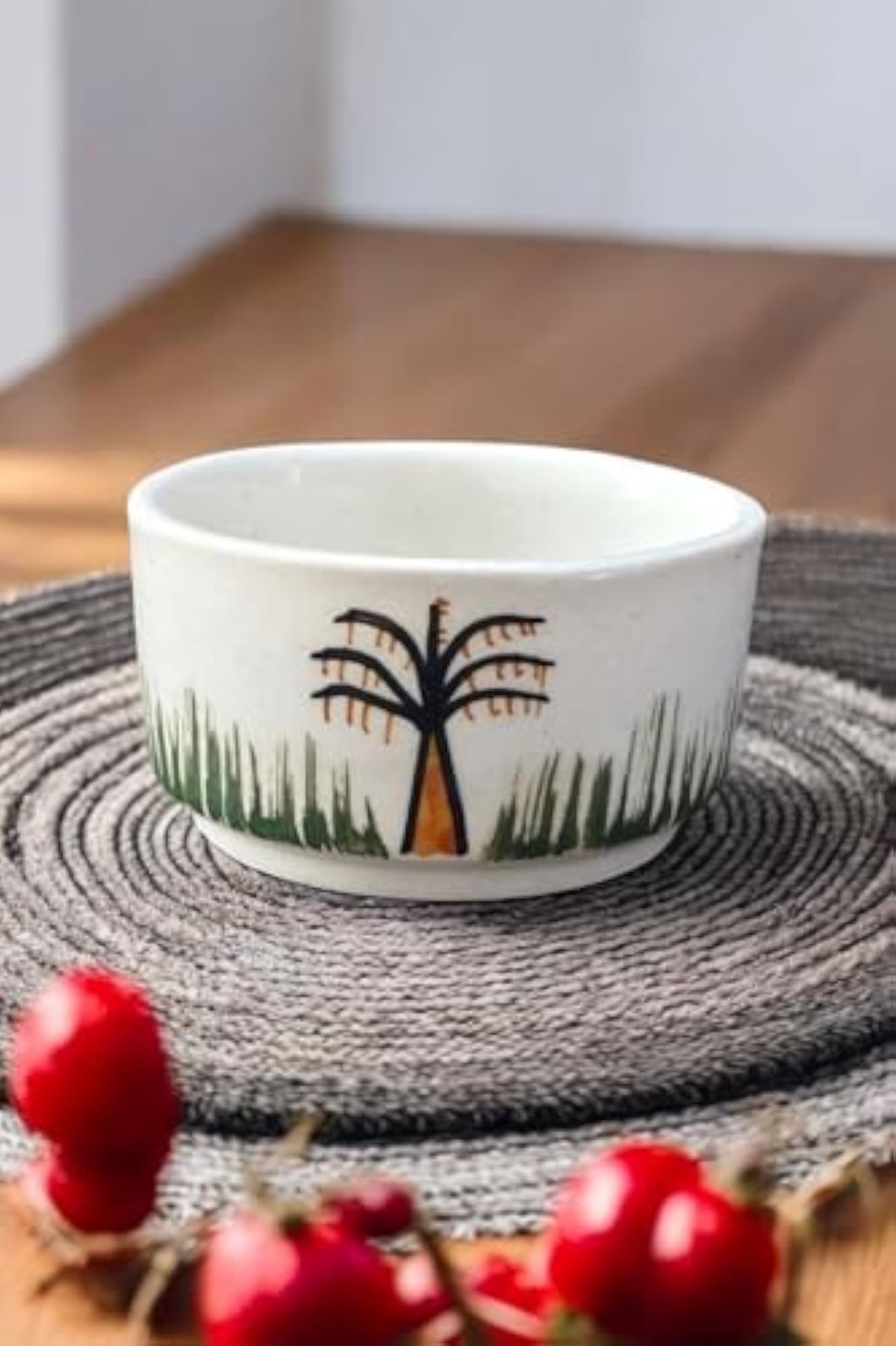 Ceramic Chutney Bowl Khajur Tree Print, Pack of 4