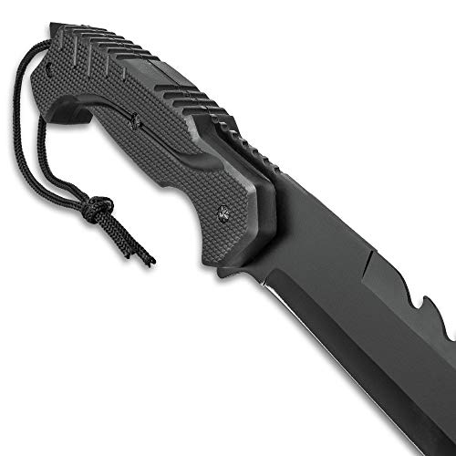 Black Legion Swamp Master Machete Knife with Sheath - Stainless Steel Blade, Textured TPU Handle, Lanyard - Length 24"