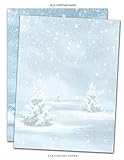 Blue Christmas Snow Stationary Paper: Snowflake Themed Letterhead Paper, Set of 25 Sheets for...