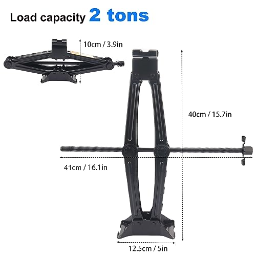 Image of 3 Set 2 Ton Scissor Jack for Car, with Hand Crank Portable Repair Tool Rust-Resistant for auto, SUV, Trailer, Station Wagon, by GENHAKON.