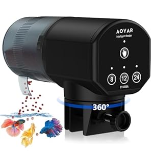 Automatic Fish Feeder Dispenser for Aquarium: 200ml Large Capacity Auto Feeders for Small Tank Turtle Betta Koi – Battery Food Feeding Timer for Flakes Pellet Vacation Weekend Day