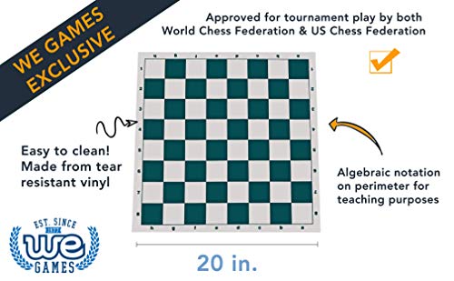 We Games- Tournament Roll Up Vinyl Chess Board- Green And White #TOP1