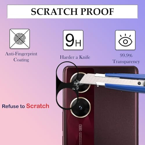 Image of ZARALA Glass Camera Lens Protector For Vivo V29E [9H Hardness] [6D Lens Protector ] [Easy Installation] Black (Vivo V29E)