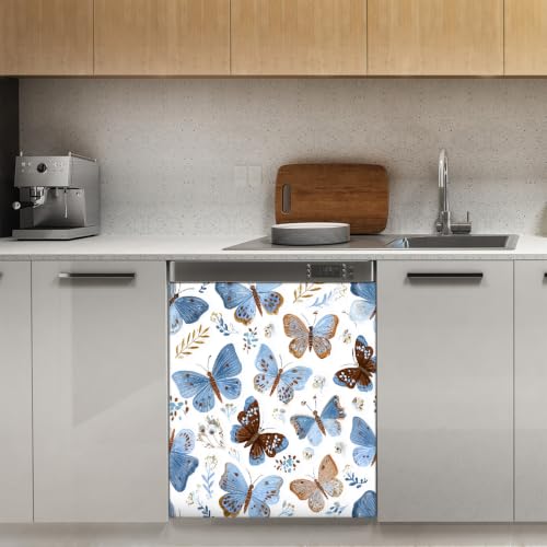 Panel frontal magnético reutilizable de 53 x 66 cm con estampado de mariposas para lavavajillas 4