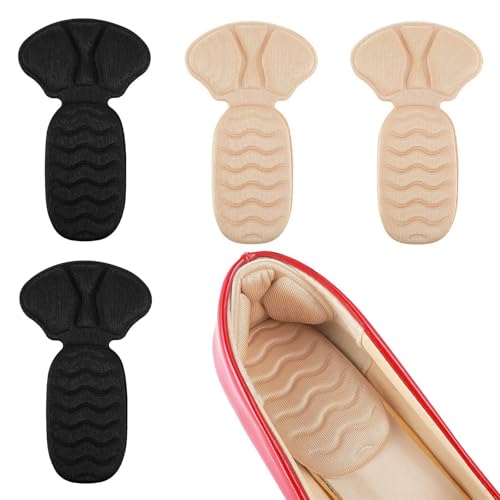 Empuñaduras de talón, almohadillas adhesivas antideslizantes para el talón, para zapatos sueltos demasiado grandes, adecuadas para hombres y mujeres para evitar que el talón se frote ampollas (negro +