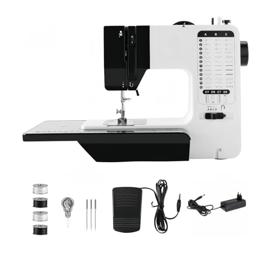 YUMILI Máquina de Coser, 738 Mini Máquina de Coser Doméstica de Doble Hilo de 220 V con Placa de Extensión para Principiantes DIY