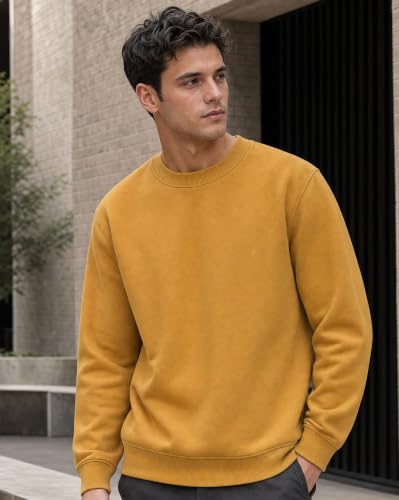Image of Nobero Sweatshirts for Man Stylish | 280 GSM Rich Cotton Fleece Solid Regular Fit Full Sleeve Sweatshirt for Men | Stylish Casual Wear Winter Crew Neck Sweatshirt for Men
