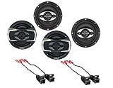 Absolute USA SP654 Compatible with Chevy Trailblazer 2002-2009 6.5' 4 Way Car Speakers 500 Watts Max Power Factory Speaker Upgrade with Aftermarket Harness