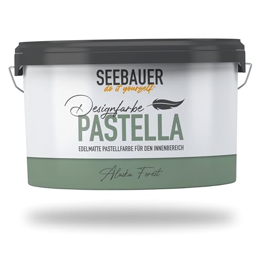 SEEBAUER diy Pastellfarbe PASTELLA Grün 2,5L (Alaska Forest) Edelmatte Wandfarbe Grün - Innenfarbe sehr hohe Deckkraft - Matt, Abwaschbar und Tropffrei