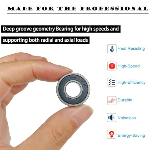 Image of 20 PCS R6-2RS Bearings 3 /8 ID x 7 /8 OD x 9 /32 Width Small Bearings Pre-Lubricated and Double Rubber Sealed Miniature Deep Groove Ball Bearing