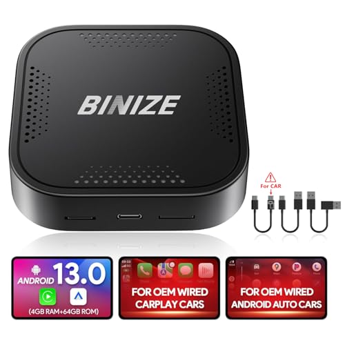 Binize Wireless CarPlay AndroidAUTO Multimedia Video Box 4G Cellular,4GB+64GB,8Core,Android 13...
