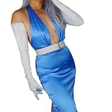 DooWay White Soft Long Leather Dress Gloves 28 Inches Faux Leather Women Fashion Accessory for Any Show or Party Activity Costume Cosplay