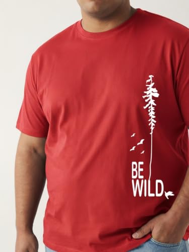 Image of Toodlegram - 100% Pure Cotton Plus Size T Shirt for Men- Regular Fit - Half Sleeve Roundneck Stylish Tshirt - Graphic Printed Be Wild (Size - 2XL to 10XL)
