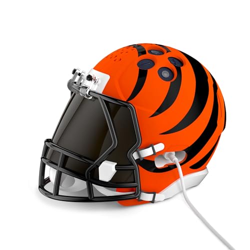 Image of NFL Echo Dot Bundle: Includes Echo Dot | Deep Sea Blue and Limited-Edition NFL Helmet Stand | Cincinnati Bengals