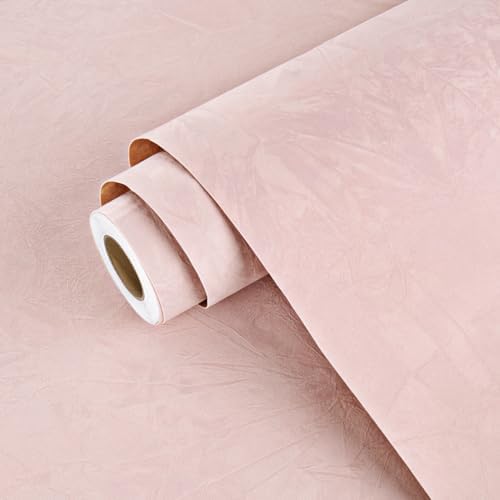 Wallercity Flocking Fabric Wallpaper Floral Leaves Pink Velvet Wa...