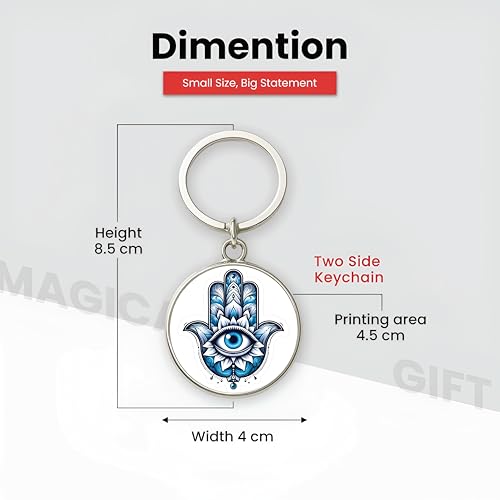 Image of MG | Protective Evil Eye /Spiritual Symbols /Om /Motivational Keychains | Double-Sided Metal Key Ring | Good Luck and devine Charm for Car, Bike, Home & Office