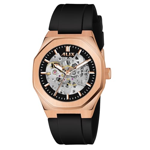 Image of ALIX Men's Mechanical Automatic Skeleton Self-Winding Water Resistant Analog Watch