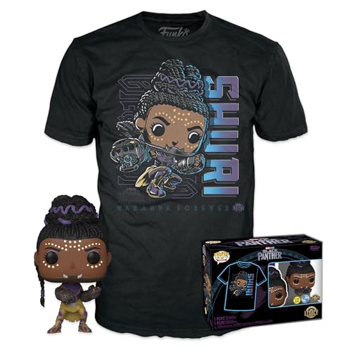 Funko Pop! & Tee: Marvel - Black Panther Shuri - Large - (L) - T-Shirt - Vêtements avec Une Figurine en Vinyle à Collectionner - Idée de Cadeau - Jouets et Top à Manches Courtes pour Les Adultes