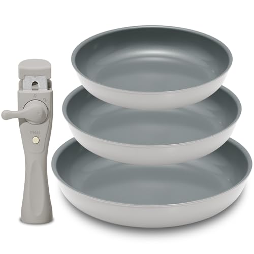 BLAZANT Frying Pans Nonstick Induction, Non Stick Frying Pan Set Removable Handle, Nonstick Ceramic Coating, Small Large Frying Pan for Induction hob 20 cm 24 cm 28 cm