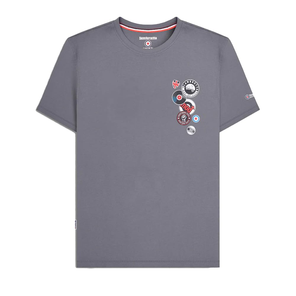 Lambretta Mens Badges Target Retro T Shirt (UK, Alpha, 4XL, Regular, Regular, Iron)