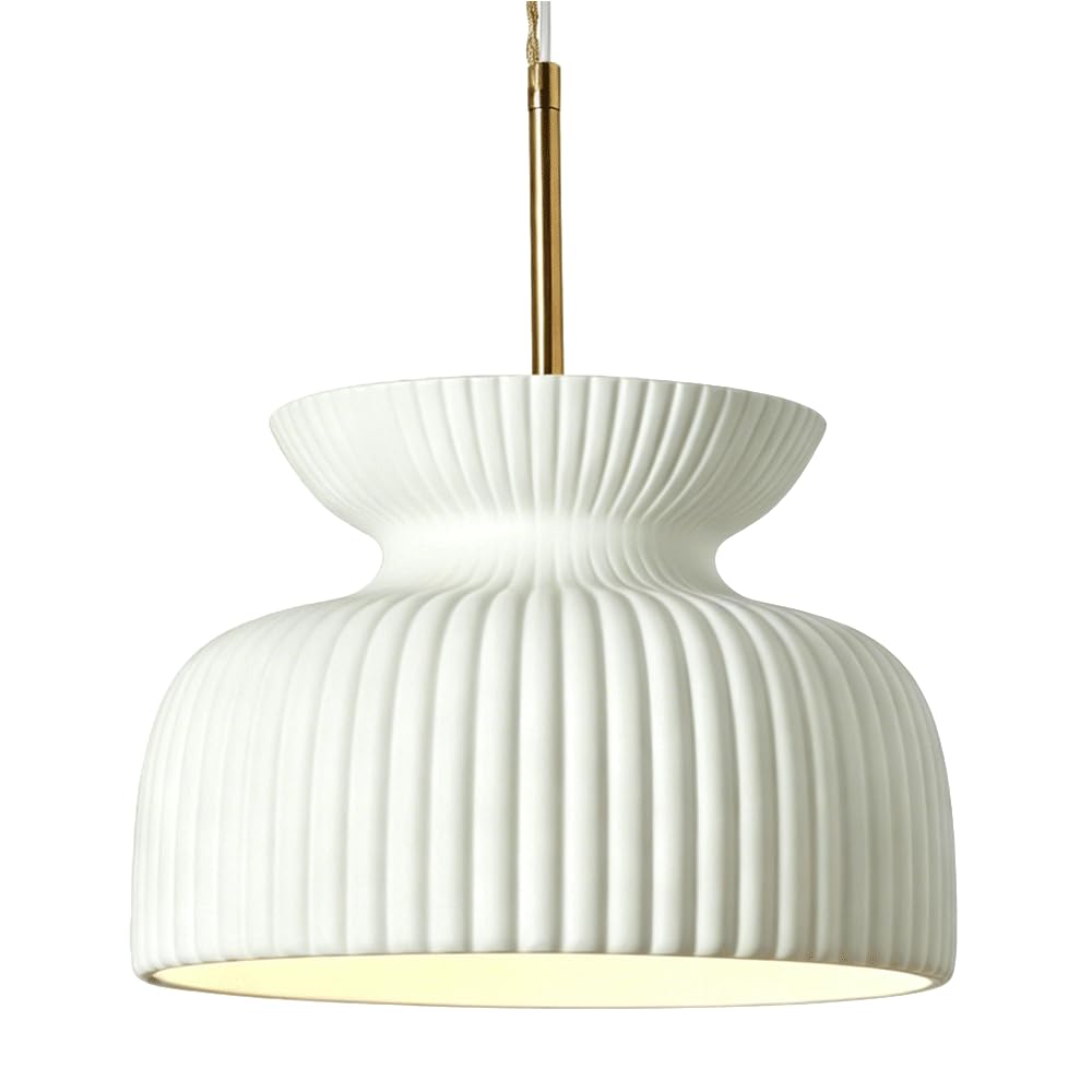 ESIYUVO Vertical Ribbed Resin LED Pendant Light Nordic Minimalist Multi-Color Creative Hanging Lamp Indoor Chandelier Adjustable Cord Lighting Fixture for Bedroom Dining Room Hallway Kitchen Island