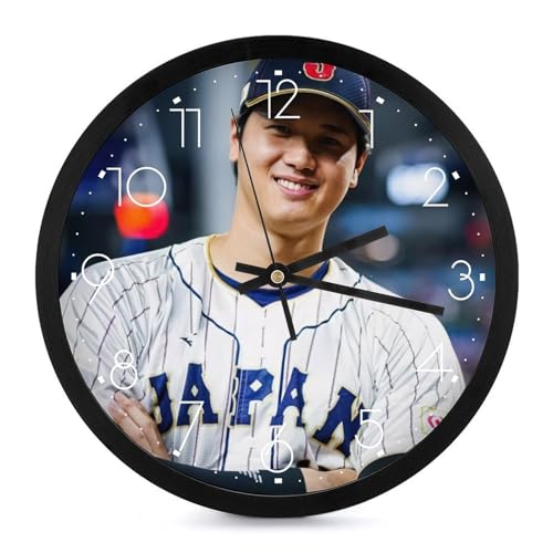 大谷翔平 Ohtani Shohei壁掛け時計 かけ時計 置き時計 連続秒針 静音 大数字 見やすい 円形 電池式 直径25cm フック付き インテリア おしゃれ 可愛い 部屋装飾 オフィス リビング 寝室 新築祝い 誕生日 プレゼント