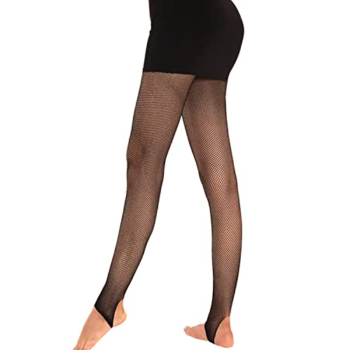 Fohevers Femmes Étrier Résille Collants Haute Cintré Résille Bas Non Orteils Collants pour Festival Déguisements Halloween Danse,Noir