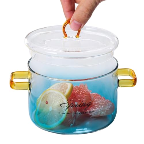 Ollas de vidrio para cocinar en la estufa | 900 Ml Moda Clear Glass Cooking Pots Stew Cooker | Ollas de cacerola de vidrio resistente al calor seguras para cocinar , arroz vegetal, sopa de