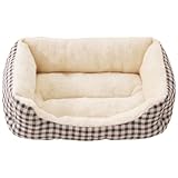 Mateju Cama Peluche Perro con Base Antideslizante, Cojín para Gatos de Felpa Rectangular Suave y Cómoda Cama para Mascotas Sofá para Mascotas para Medianos y Pequeños (Caqui,63x48x14.5cm)