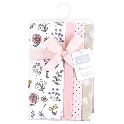 Image of Hudson Baby Unisex Baby Cotton Flannel Burp Cloths, Dandelion Wish, One Size