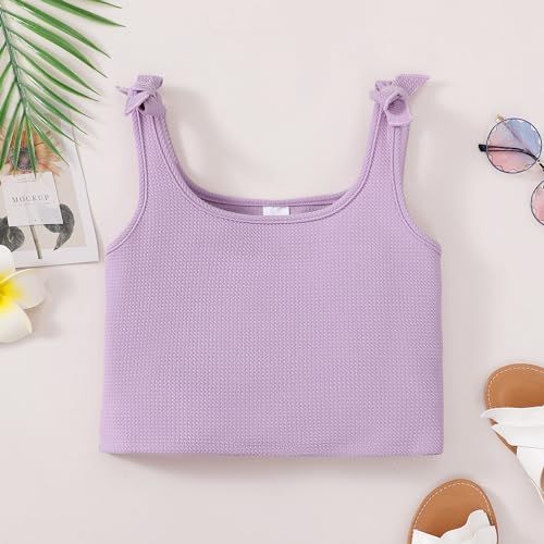 ROMPERINBOX Girls Tank Tops 8-12 Years 3 Pack Tween Girl Knot Shoulder Textured Crop Tank Top4