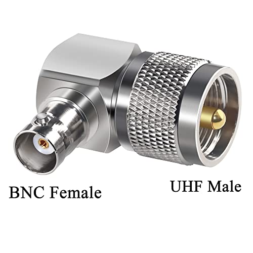 TUOLNK 2PCS UHF PL259 BNC conector ángulo 90 grados miniatura 5