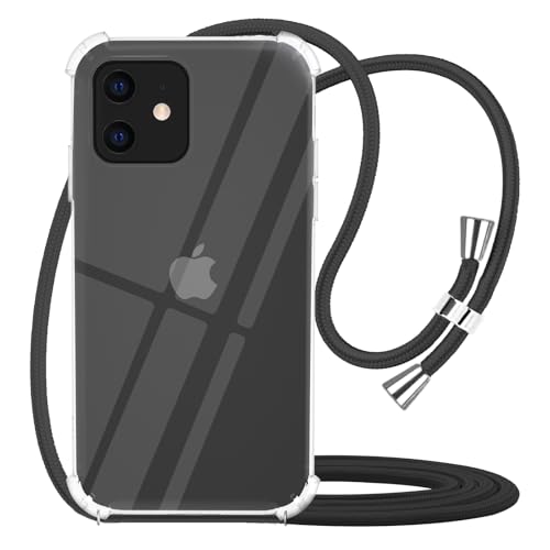 YESPURE Clear Case for iPhone 11 Adjustable Neck Cord Lanyard Strap Cover for Women Portable Crossbody Soft Slim TPU Shockproof Protective Phone Case for iPhone 11 - Black
