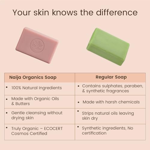 Image of Naija Organics Rose Natural Bath Soap | Anti Aging, Chemical-Free, Skin Brightening Handmade Soap| Body Soap Bar | For Men & Women, All Skin Types - 100g