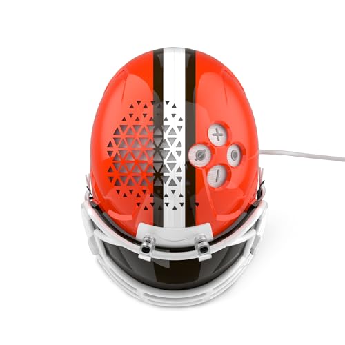 Image of NFL Echo Dot Bundle: Includes Echo Dot | Glacier White and Limited-Edition NFL Helmet Stand | Cleveland Browns