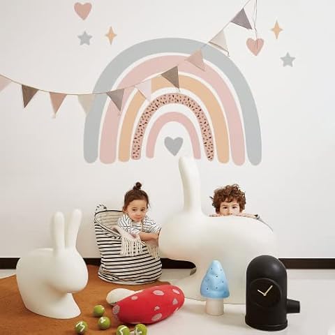 Rainbow Decals for Walls Wall Stickers for Girl Room Boys Kids Living Room Nursey Wall Decor (Morandi Rainbow) Cover