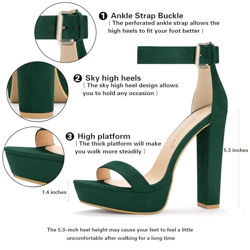 Allegra K Women's Platform High Heel Ankle Strap Chunky Heels Sandals2