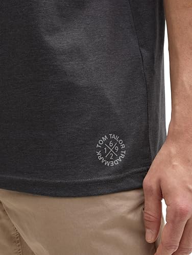 TOM TAILOR Herren T-Shirt mit V-Ausschnitt im Doppelpack, 11086 - Dark Grey Melange, XXXL 2