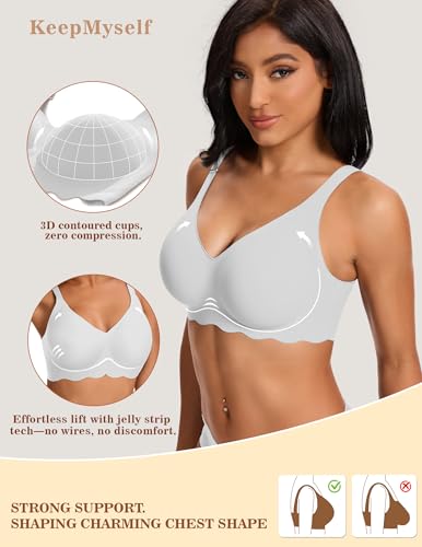 Image of Wireless Bras for Women No Underwire Wave Push Up Bra Seamless Bras Full Coverage Lift Everyday Bras