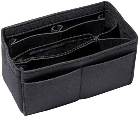 HEALTHLOVE Felt Insert Bag Organizer Purse Organizer Include Zipper Purse for Handbag Choice 3 Size (Large, Black)