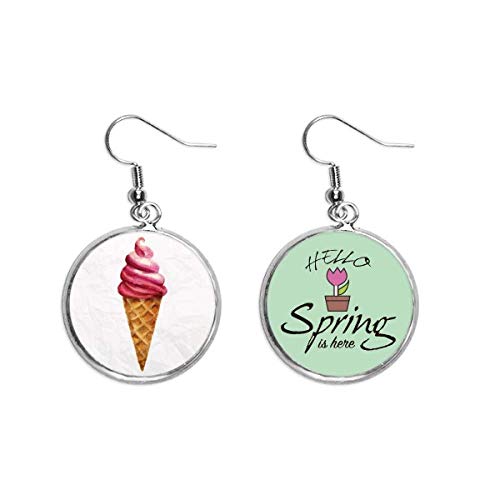 Pendientes de primavera dulces de helado rojo acuarela que inspiran alegría
