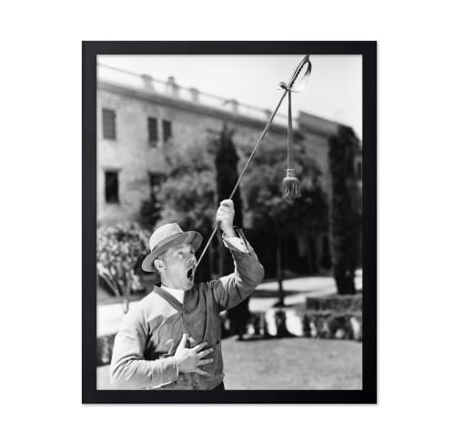 Poster Master vintage Photo - Sword Swallower 1925 - Classic Sideshow Performer With Dramatic Sword Act And Vintage Entertainment Style - 11x14 Black Framed Wall Art