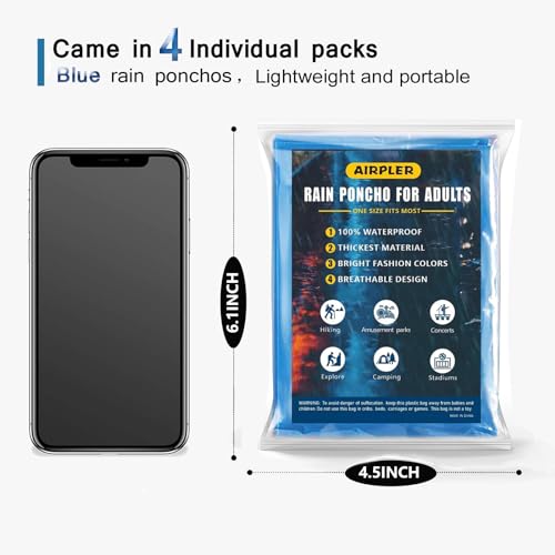 Image of Disposable Rain Ponchos for Adults, Clear Poncho with Hood, Emergency raincoats for Hiking, Camping, Travel