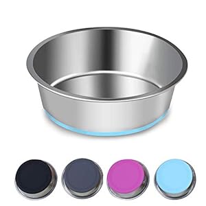 SUOXU Thick Stainless Steel Dog Bowls, Pet Feeding Bowls, Dog Cat Plate Bowls With Non-slip silicone Bases,Puppy cat Feeder Bowls and Water Bowls（S-14cm）