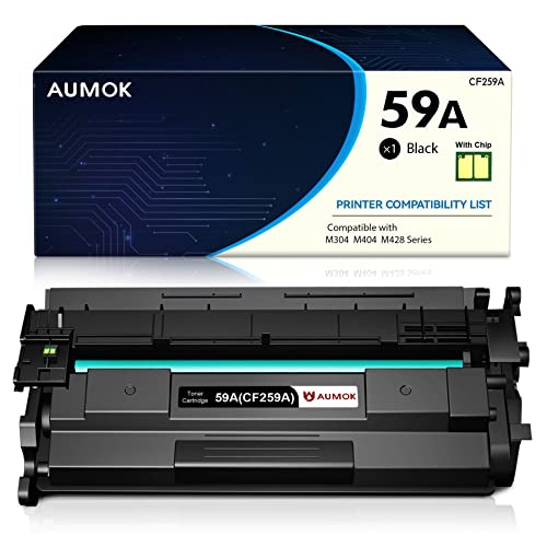 AUMOK [con Chip] Compatible 59A Tóner Compatible con HP 59A CF259A Reemplazo para HP Laserjet Pro M404dn M404dw M404n MFP M428dw M428fdw M428fdn M304a Negro, 3000 páginas, Paquete Individual Cover